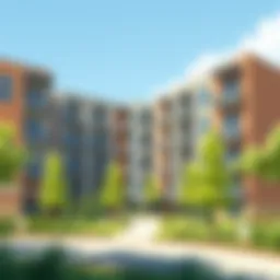 A modern apartment complex showcasing exterior design