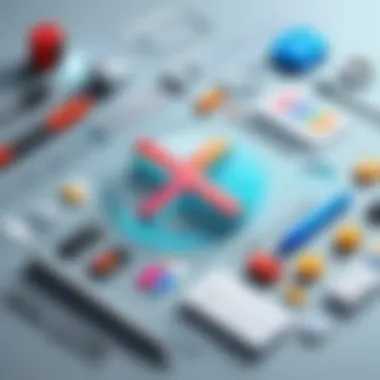 Conceptual illustration of logo design tools