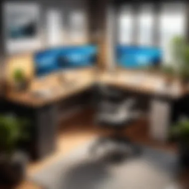 Optimized Home Office Environment for Remote Work A modern home office setup showcasing technology and productivity tools