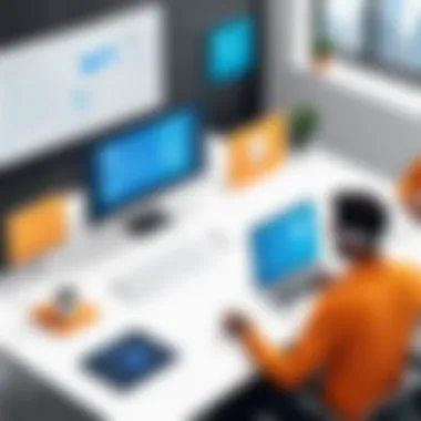 Effective Virtual Collaboration in Remote Work Environments A team collaborating virtually with digital communication tools displayed