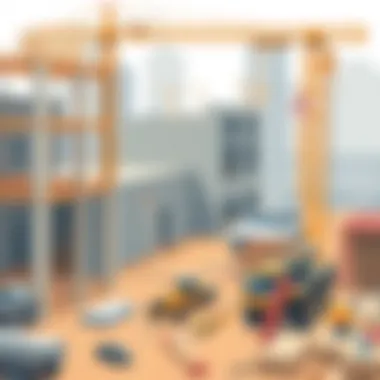 Construction site with materials and machinery