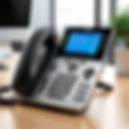 High-tech IP phone system in modern office