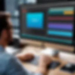 User navigating through Adobe video editing interface