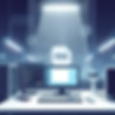 A futuristic depiction of fax technology evolving in a digital workspace.