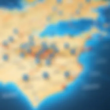 Market Presence of Leading Insurance Brokers Map illustrating market presence of insurance brokers