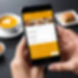 User engaging with a food ordering application on a smartphone