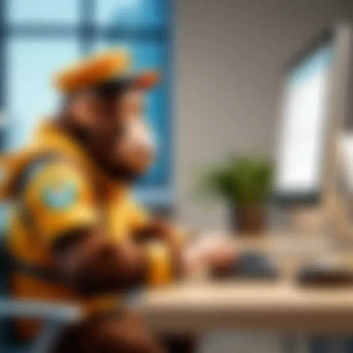Illustration of a user engaging with Mailchimp support