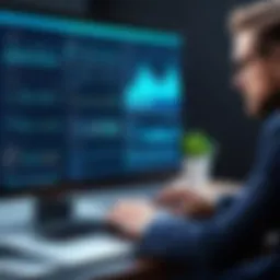 A thoughtful business professional analyzing data on a laptop.