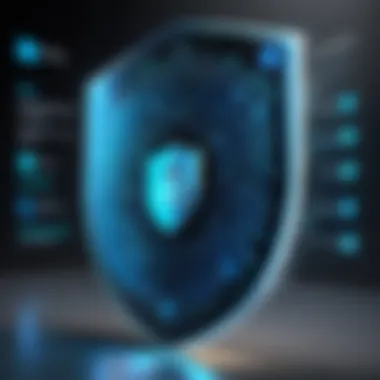 A digital shield representing cyber protection