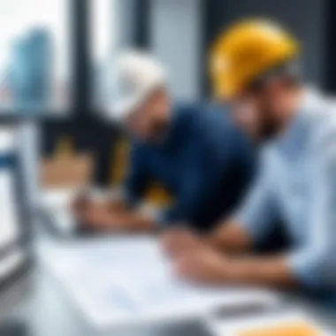 Collaboration Features in ProContractor Construction professionals collaborating through the ProContractor app
